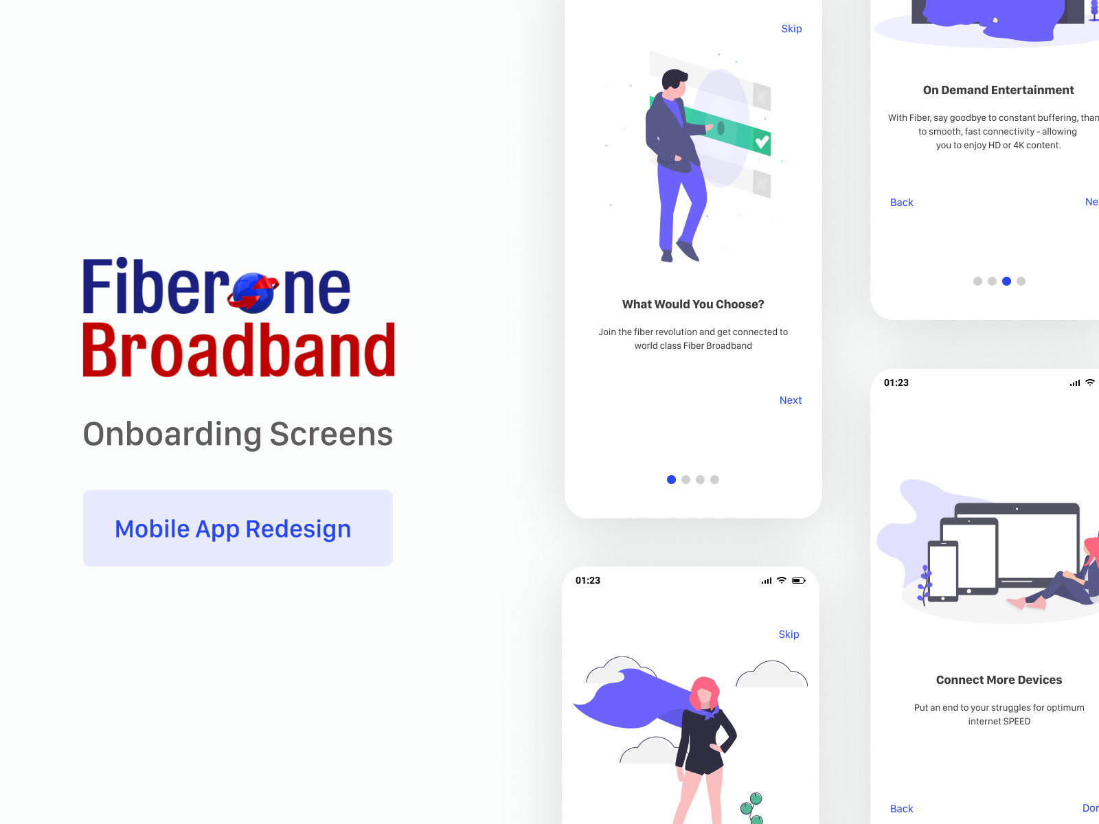 FiberOne onboarding screens